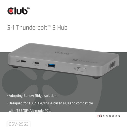 Club3D 5-in-1 Thunderbolt-Hub – 8K-Unterstützung, schnelles Laden