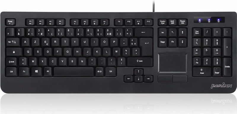 PERIXX USB-Tastatur mit Touchpad – QWERTY, volle Größe, kabelgebunden