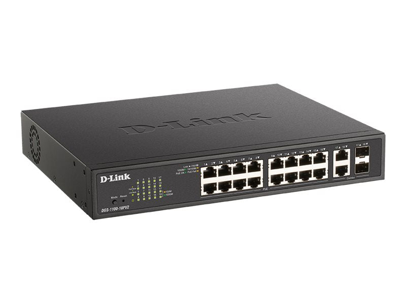 D-LINK Netzwerk-Switch – 16 Ports, PoE+ Unterstützung
