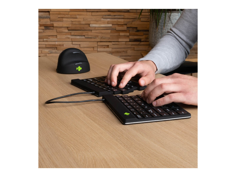R-GO TOOLS Ergonomische Tastatur – Kabellos, Integrierte Pauseanzeige