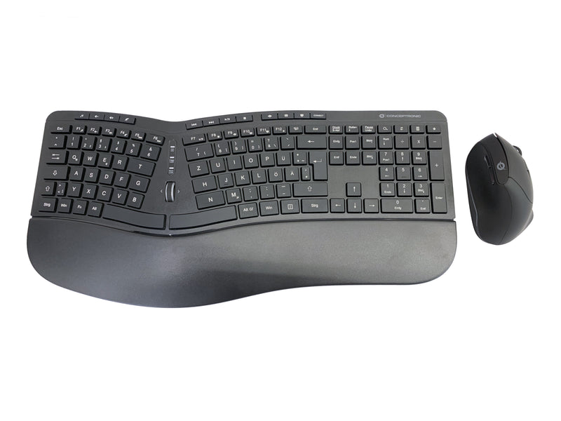 CONCEPTRONIC Kabelloses Tastatur-Maus-Set – Ergonomisch, deutsches Layout