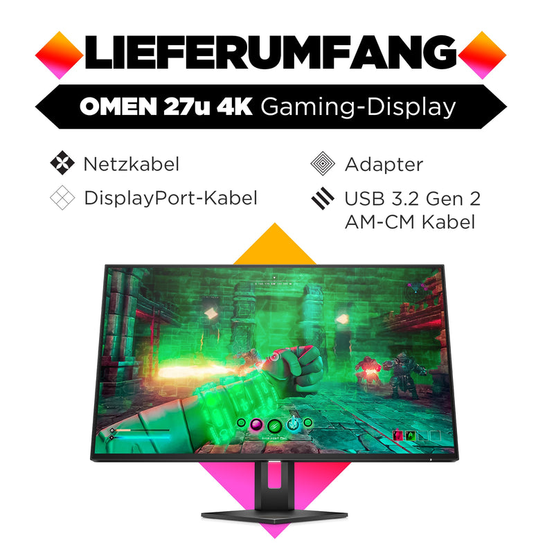 HP Gaming-Monitor – 27" 4K HDR, 144 Hz für flüssiges Spiel