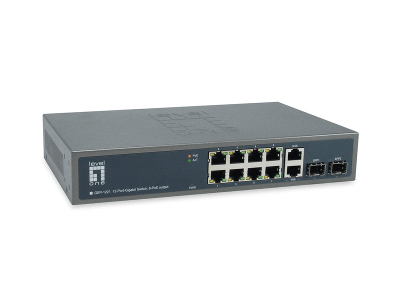 LEVELONE Netzwerk-Switch – 8 PoE+ Anschlüsse, Rack-montierbar
