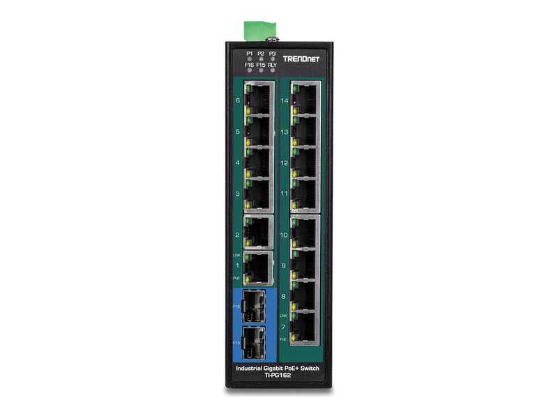 Trendnet 16-Port Industrie-Switch – Gigabit, PoE+ für raue Umgebungen