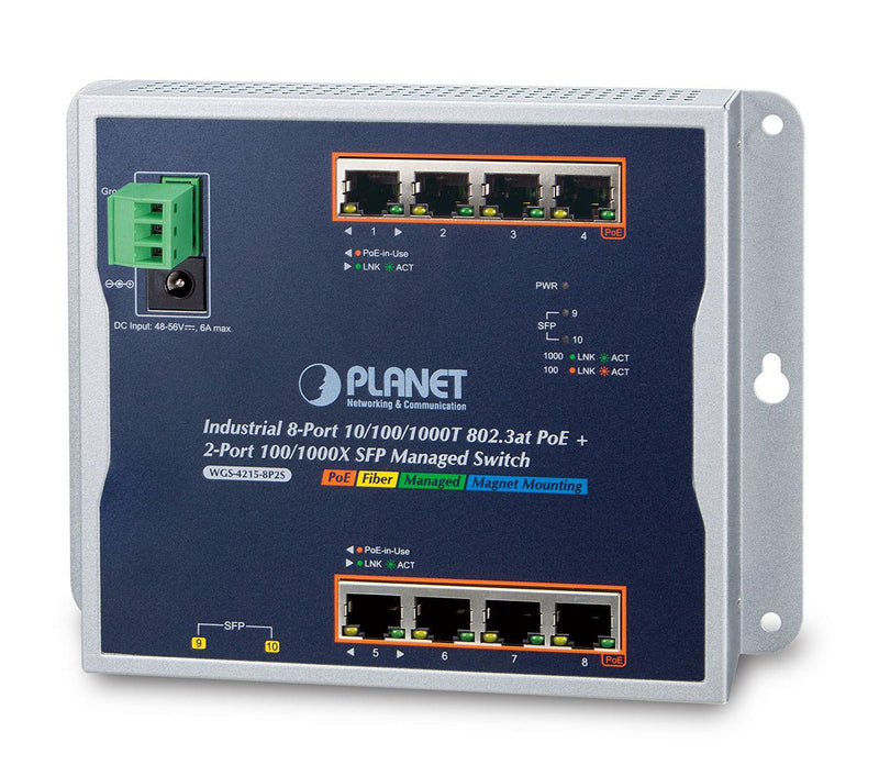 Planet Technology 8-Port Switch – PoE+, Gigabit Ethernet