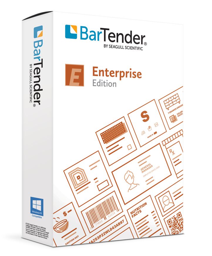 Seagull BarTender Software – Für Etiketten & Barcodes, 5 Drucker