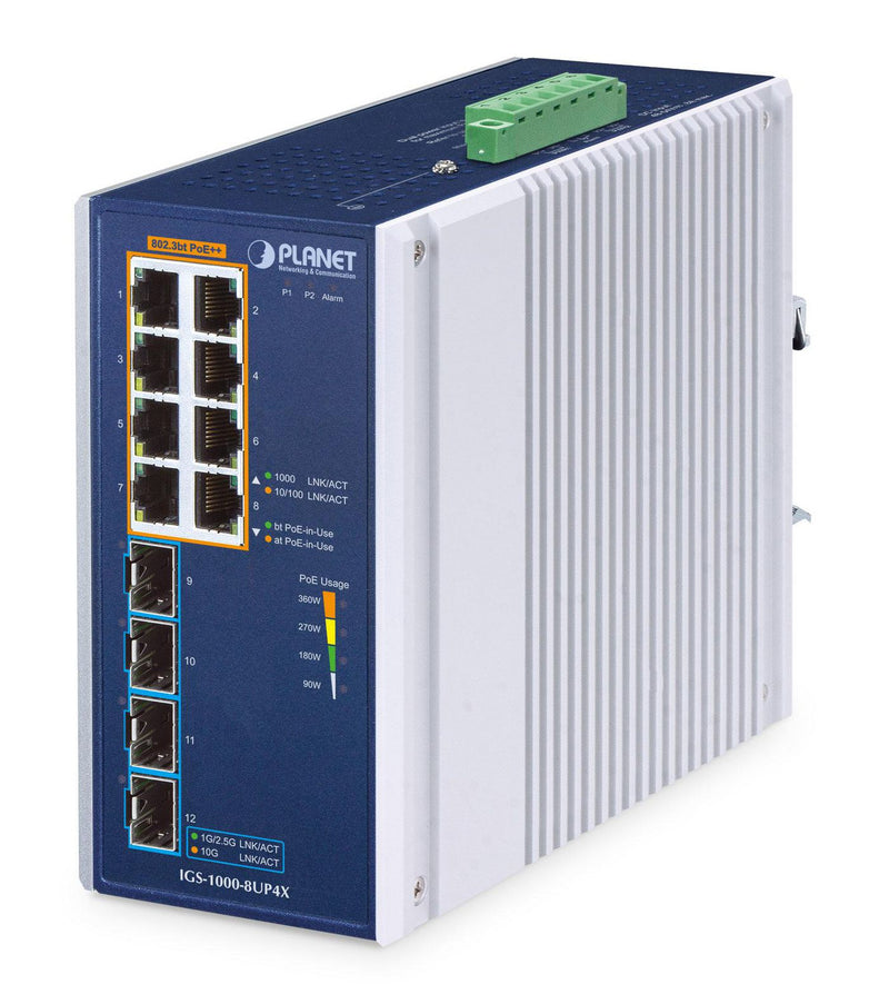 Planet Technology 8-Port Switch – Gigabit Ethernet, Aluminiumgehäuse