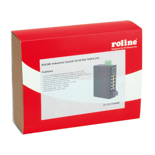 ROLINE Industrie-Switch – 8 Anschlüsse, DIN-Schiene montierbar