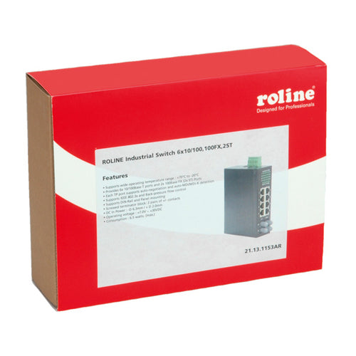 ROLINE Industrie-Switch – 8 Anschlüsse, DIN-Schiene montierbar