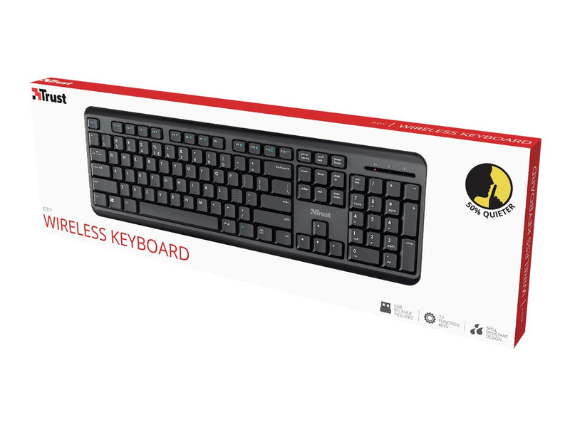 Trust Ody Kabellose Tastatur – Spritzwasserschutz, USB-Empfänger