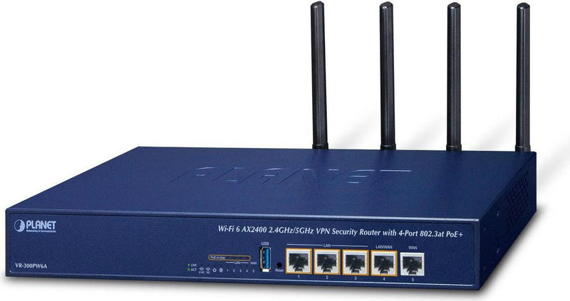 Planet Technology VPN-Router – Wi-Fi 6, 4-Port PoE+