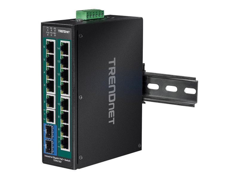 Trendnet 16-Port Industrie-Switch – Gigabit, PoE+ für raue Umgebungen