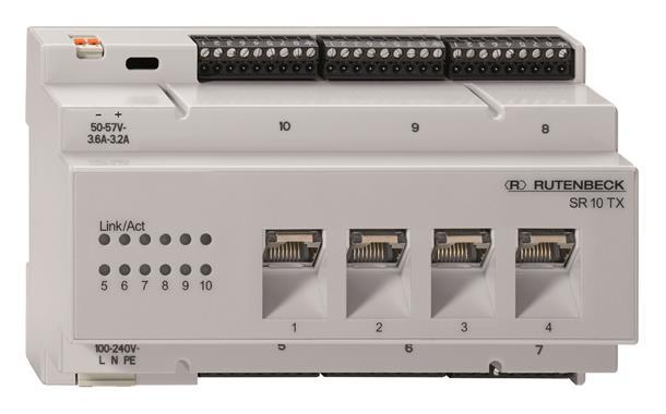 Rutenbeck Gigabit-Switch – 10 Anschlüsse, PoE+ für DIN-Schiene