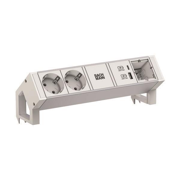 Bachmann Steckdosenleiste – 2 USB-Anschlüsse, Aluminiumgehäuse