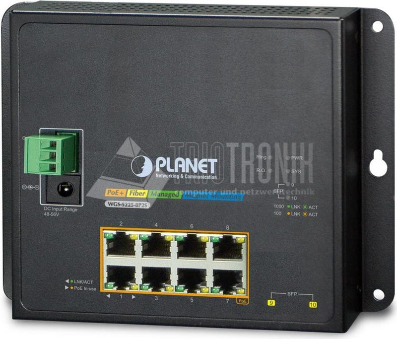 PLANET Switch – 8 PoE-Ports, Wandmontage