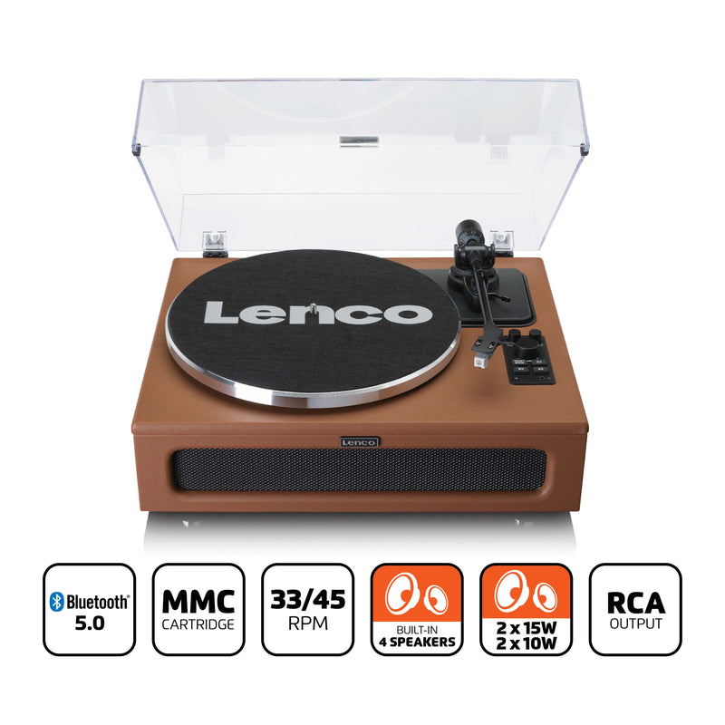 Lenco Plattenspieler mit Lautsprechern – Holzdesign, Bluetooth-fähig