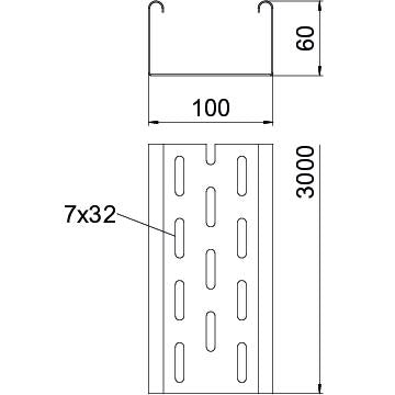 OBO Bettermann Kabelrinne – gelocht, 60x100x3000 mm