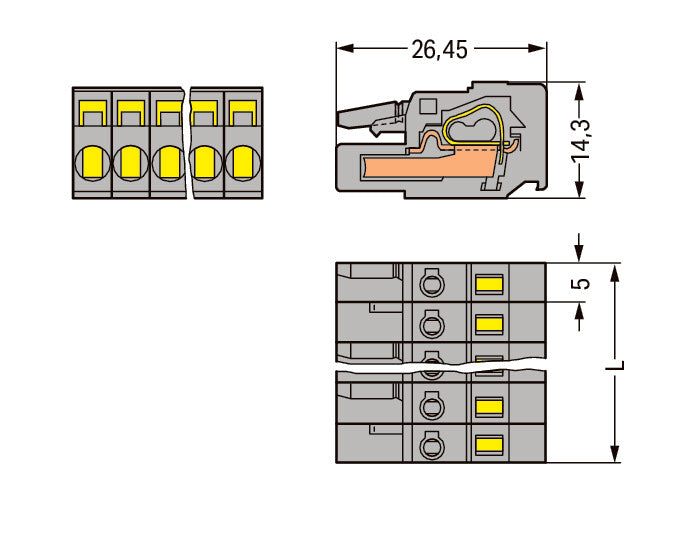 WAGO Buchsengehäuse-Kabel – 11-polig, 320 V, 16 A