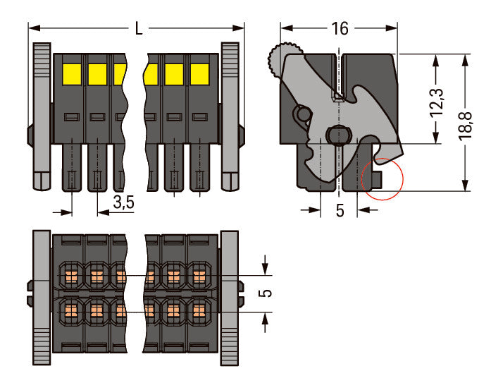 WAGO Kabelgehäuse – 32-polig, 3.5 mm Rastermaß