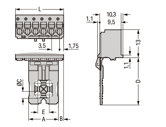 Wago Steckverbinder – 3,5mm, mit Griff und Entriegelung