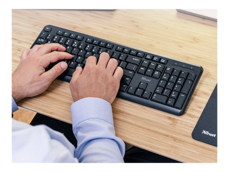 Trust Kabellose Tastatur – Spritzwasserschutz, USB-Empfänger