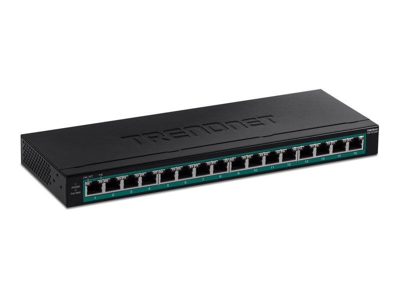Trendnet 16-Port Gigabit PoE+ Switch – Geräuschlos, Energieeffizient