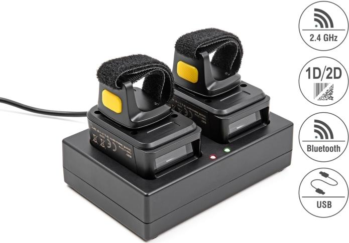 DELOCK Ringbarcode-Scanner – 1D & 2D, Bluetooth, Ladestation