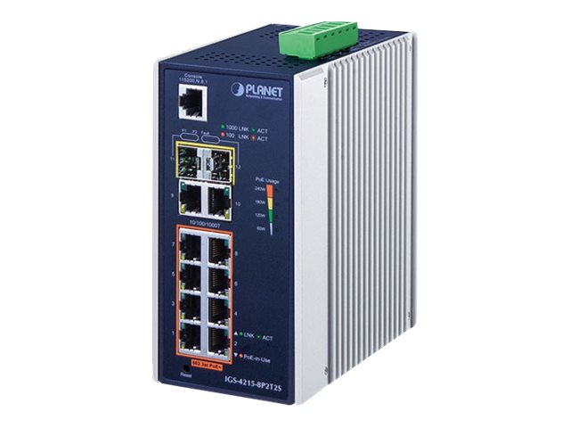 PLANET Industrial Switch – 8 PoE+ Ports, Wandmontage möglich