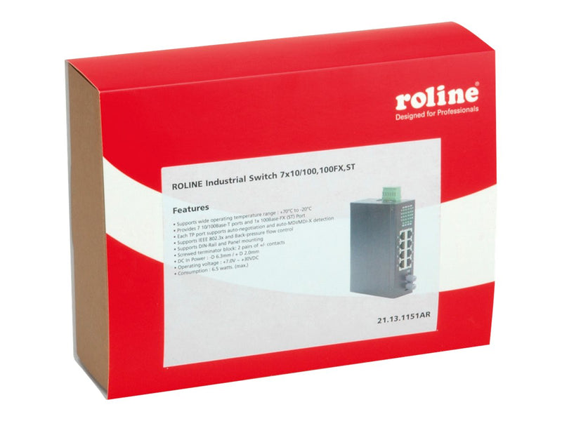 ROLINE Industrie-Switch – 8 Anschlüsse, DIN-Schienenmontage
