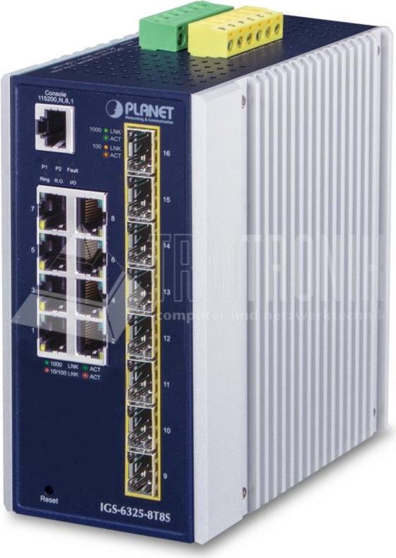 PLANET TECHNOLOGY Netzwerk-Switch – 16 Ports, wandmontierbar