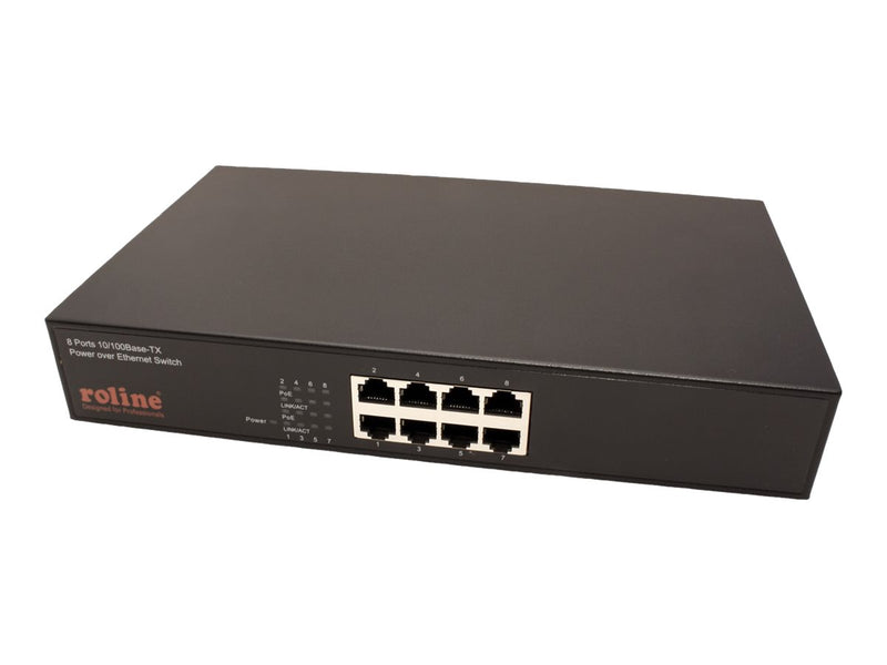 ROLINE PoE Fast Ethernet Switch – 8 Ports, 130W Leistung