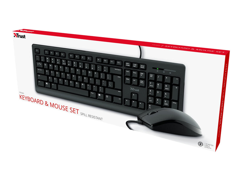 Trust Primo Tastatur- und Maus-Set – Spritzwasserschutz, USB-Anschluss