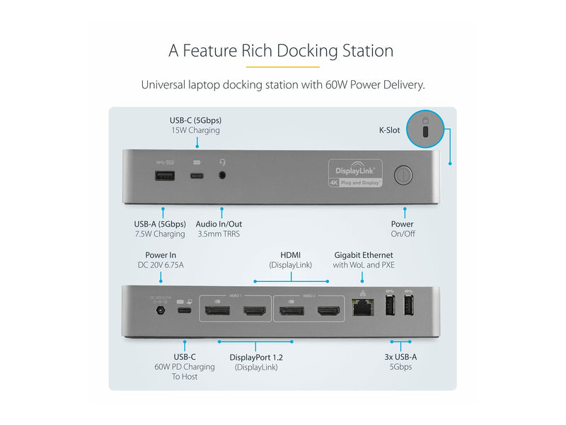 Startech.com Laptop-Dockingstation – Dual 4K, USB-C & USB 3.0