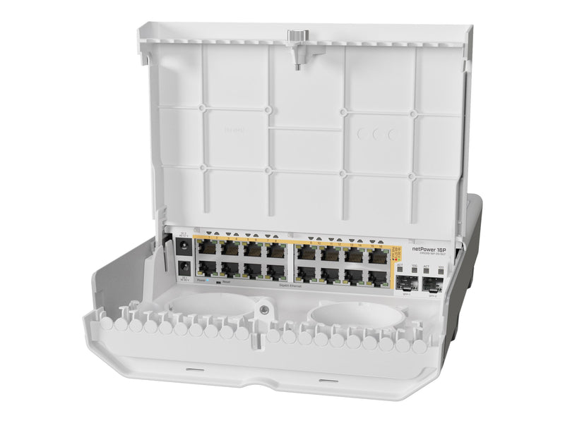 MikroTik netPower 16P Switch – 16 PoE+ Anschlüsse, Outdoor-geeignet