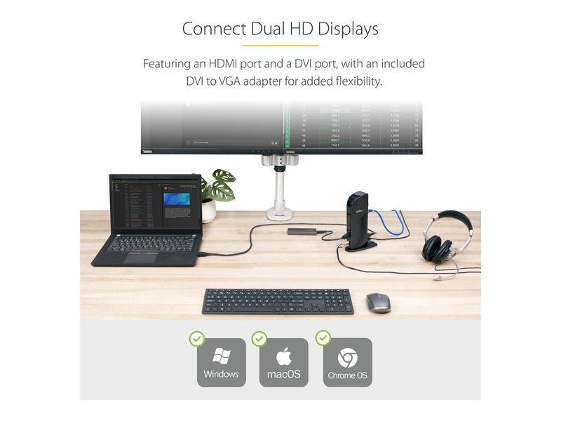 Startech USB 3.0 Dockingstation – Dual Displays, HDMI