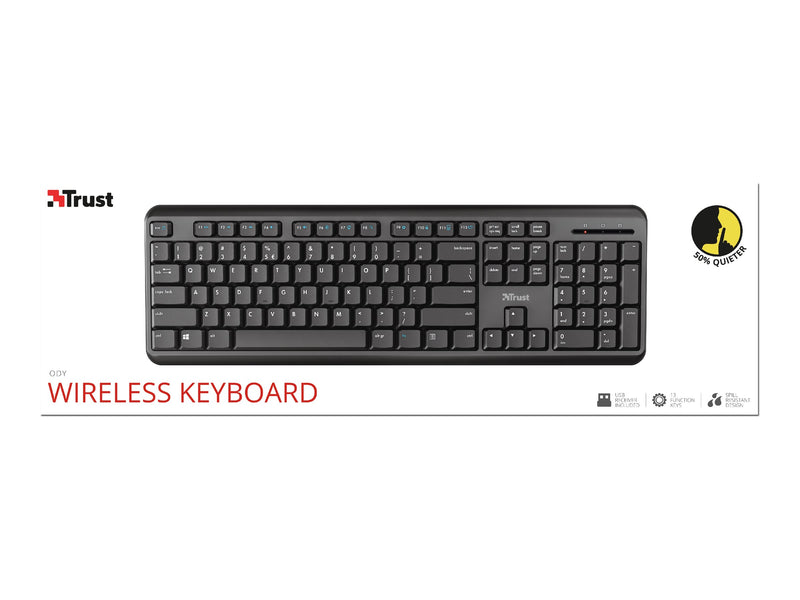 Trust Ody Kabellose Tastatur – Spritzwasserschutz, USB-Empfänger