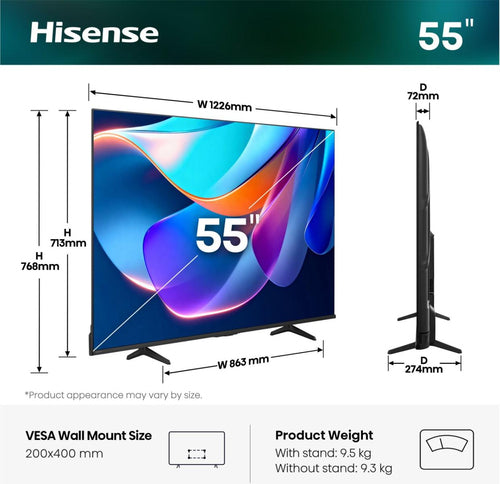 Hisense 55" Smart-TV – LCD mit LED, 139 cm Bildschirm