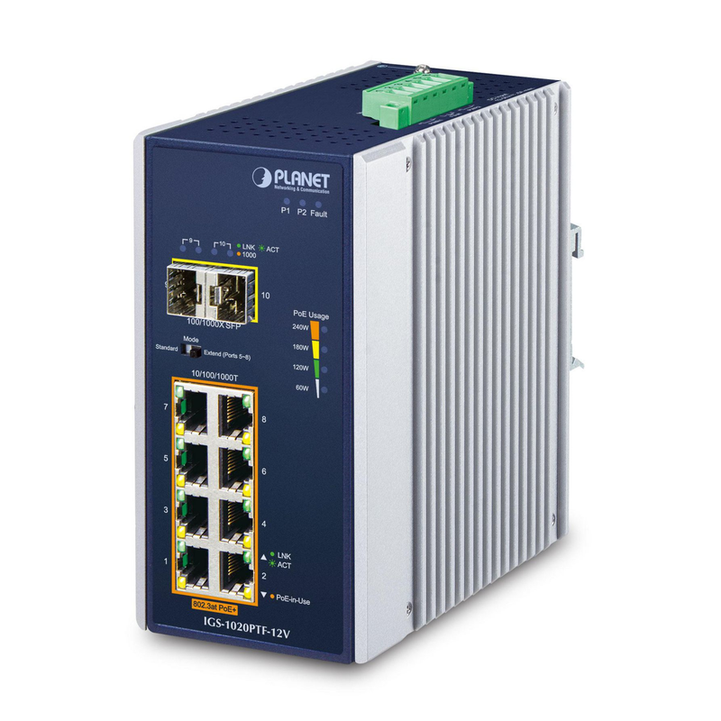 PLANET Industrial 8-Port Switch – PoE+ für einfache Netzwerke