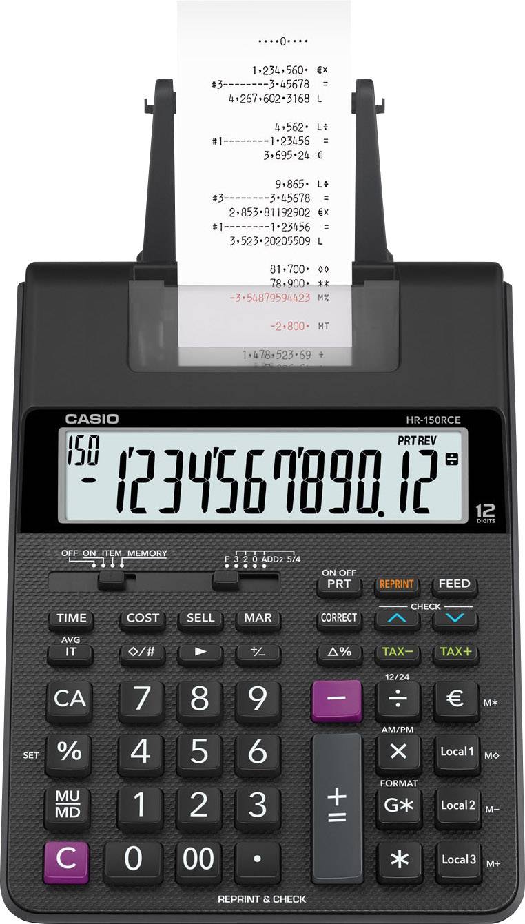 CASIO Druckrechner – 12-stelliges Display, Batterie