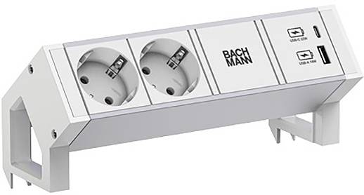 Bachmann DESK2 Steckdosenleiste – USB-Ladefunktion, Aluminiumgehäuse