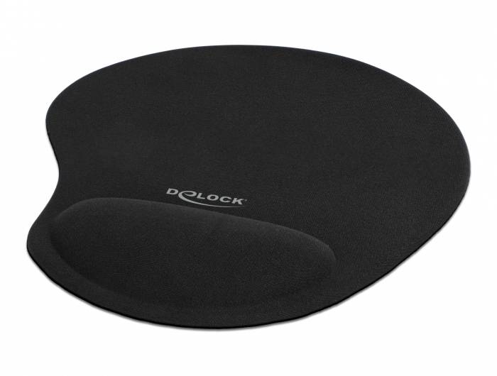 DELOCK Ergonomisches Mauspad – Mit Gel-Handballenauflage, Schwarz