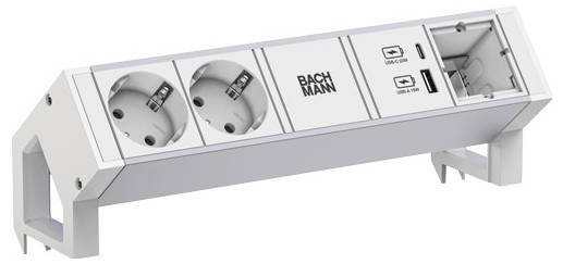 Bachmann Steckdosenleiste – 2 USB-Anschlüsse, Aluminiumgehäuse