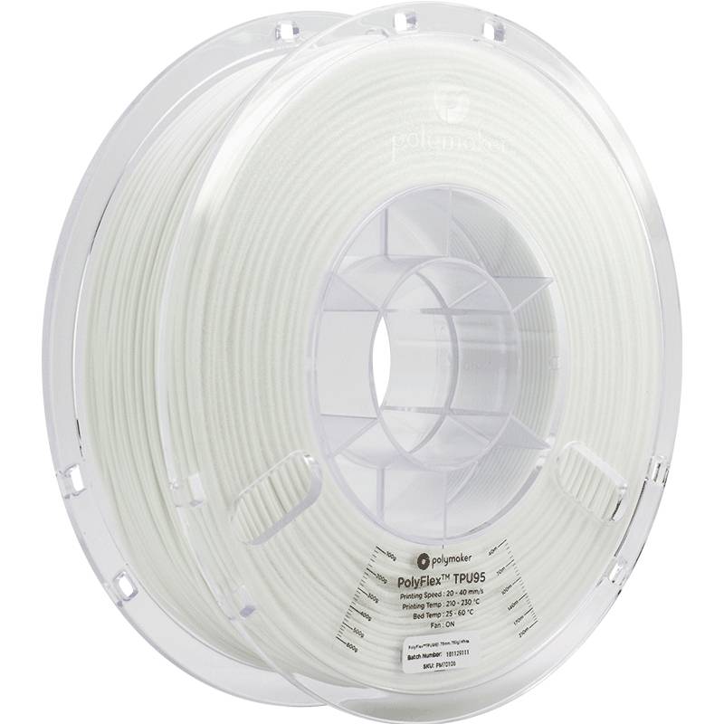 POLYMAKER PolyFlex TPU-Filament – Flexibel, 1.75 mm, Weiß