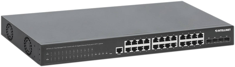 INTELLINET Managed Switch – 28 Anschlüsse, PoE+ Unterstützung