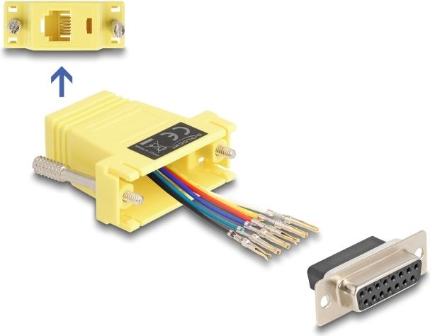 DELOCK Serieller Adapter – D-Sub 15 Pin zu RJ-12, Gelb