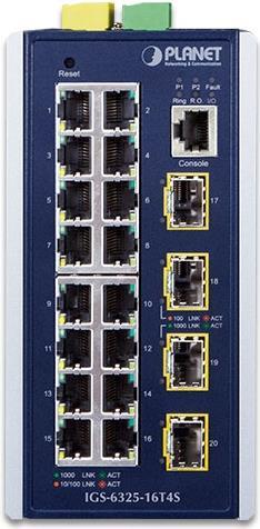 PLANET Switch – 20 Ports, für DIN- oder Wandmontage