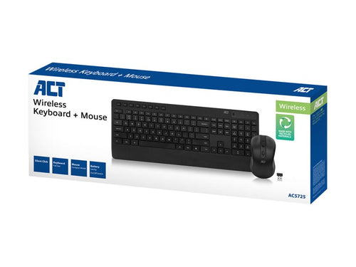 ACT Kabelloses Tastatur-Maus-Set – Leiser Klick, Full Size
