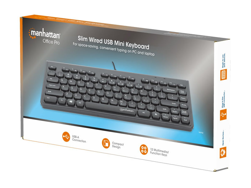 MANHATTAN Slim USB Mini-Tastatur – Kompakt & Praktisch