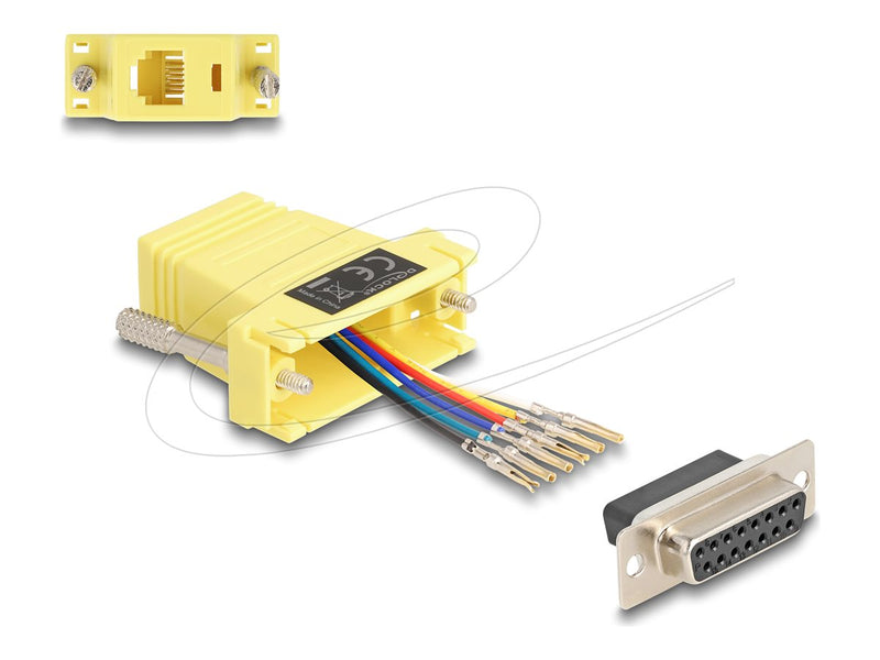 DELOCK Serieller Adapter – D-Sub 15 Pin zu RJ-12, Gelb