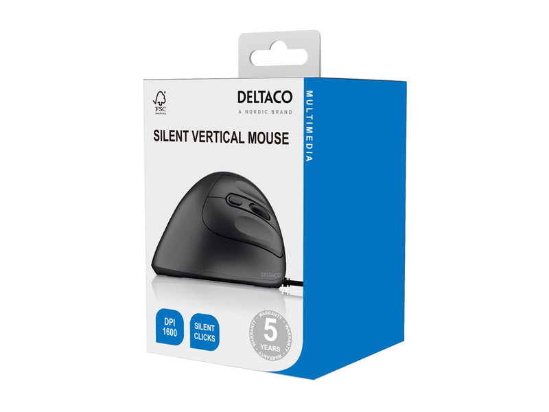 DELTACO Vertikale Maus – Ergonomisch, Leise, USB-Anschluss